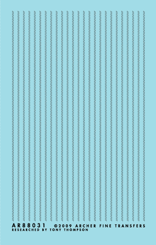 Archer Fine Transfers Surface Details: HO Offset Dbl Row Rivets for Tank Cars