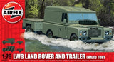 Airfix Military 1/76 LWB Hardtop Landrover w/Two-Wheeled Trailer Kit