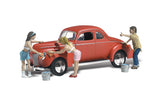 Woodland Scenics N Autoscene Suds & Shine 1940's Ford Coupe w/Figures