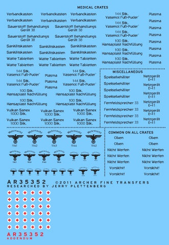 Archer Fine Transfers 1/35 German Medical & Misc Cargo Box Stencils (Black)
