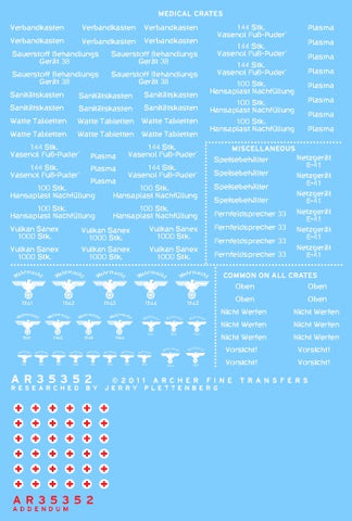 Archer Fine Transfers 1/35 German Medical & Misc Cargo Box Stencils (White)