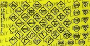 Blair Line N Highway Signs - Vintage Warning/Stop 1930s-1950s (Black, Yellow)
