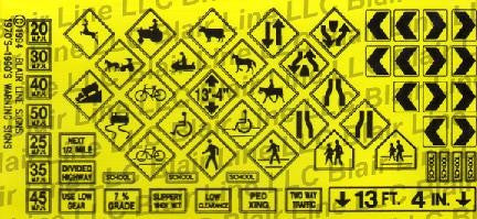 Blair Line N Highway Signs - Warning #1 1971-Present (Black, Yellow)