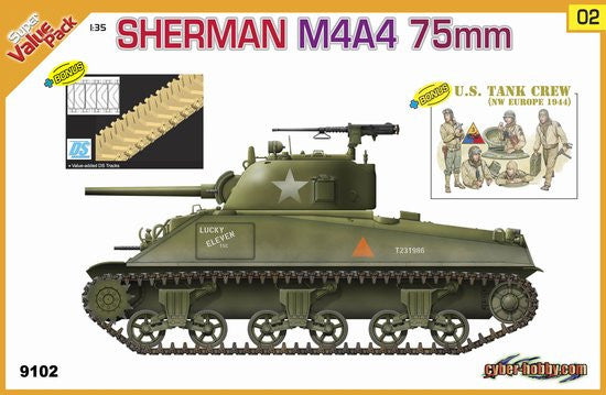 Cyber-Hobby Military 1/35 US Sherman M4A4 75mm Tank w/Crew Kit