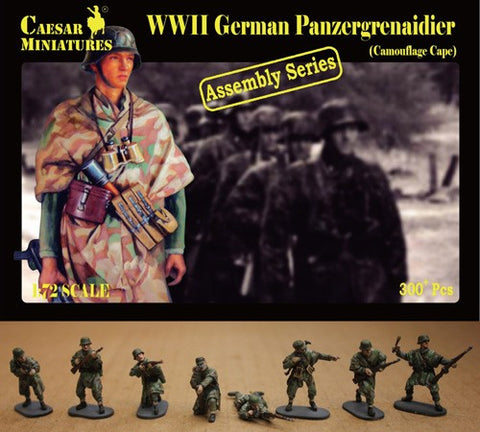 Caesar Miniatures 1/72  WWII German Panzergrenadier Camouflage Cape (16 multi-posed figs) (Kit)