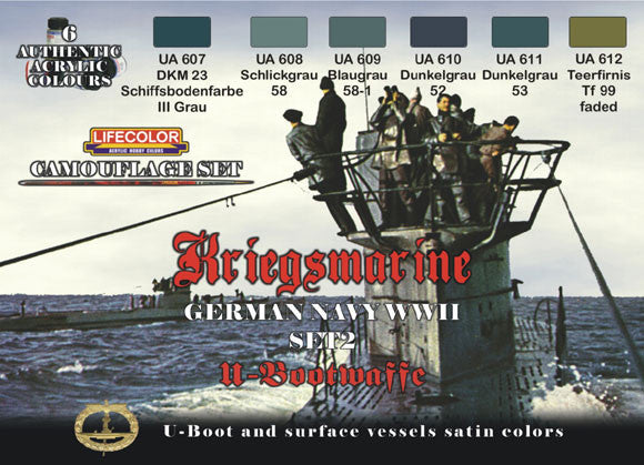 Lifecolor Acrylic German WWII Kriegsmarine #2 Camouflage Acrylic Set (6 22ml Bottles)