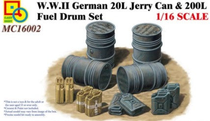 Classy Hobby 1/16 WWII German 20L Jerry Cans (8) & 200L Fuel Drums (4) Kit
