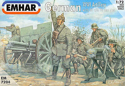 Emhar Military 1/72 WWI German Artillery (24) w/2 96 n/A 76mm Guns Kit