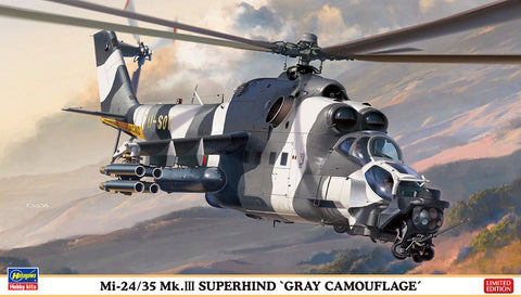 Hasegawa Aircraft 1/72 Mi24/35 Mk III Superhind Gray Camouflage Helicopter Kit