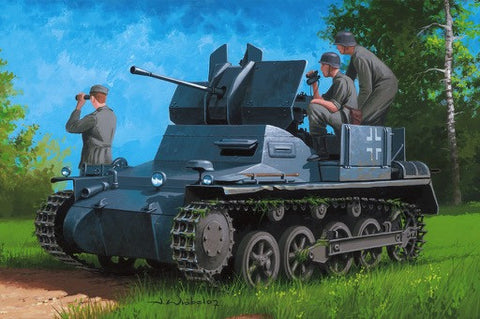 Hobby Boss Military 1/35 German Flakpanzer IA w/Ammo Trailer Kit