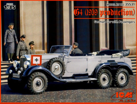 ICM Military Models 1/35 WWII German G4 1939 Production Staff Car w/4 Figures Kit