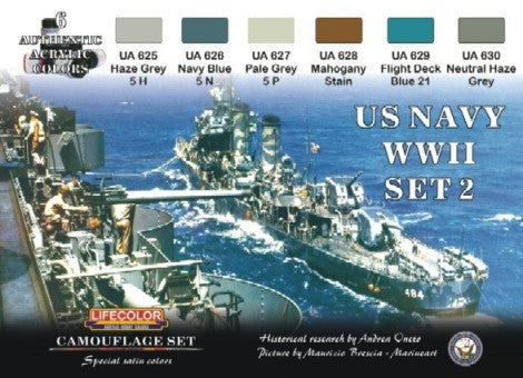 Lifecolor Acrylic US Navy WWII #2 Camouflage Acrylic Set (6 22ml Bottles)