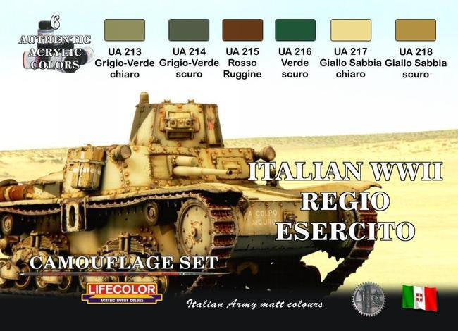 Lifecolor Acrylic Italian WWII Army Camouflage Acrylic Set (6 22ml Bottles)
