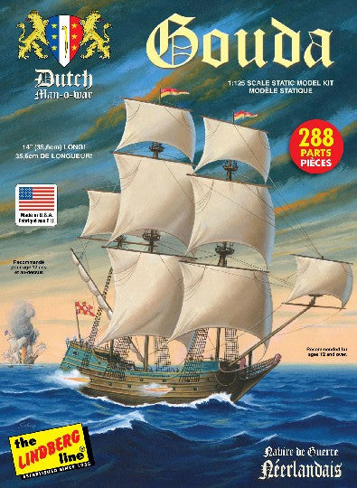 Lindberg Model Ships 1/25 Gouda Dutch Man-o-War Sailing Ship Kit