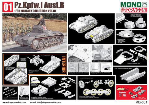 Dragon Model 1/35 Mono/Dragon Series Pz.Kpfw.I Ausf.B w/Interior Kit