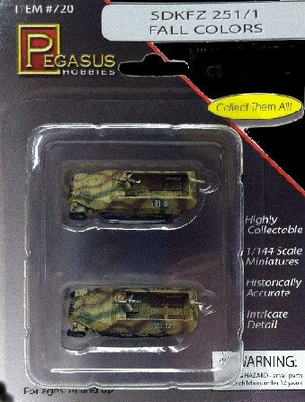 Pegasus Military 1/144 SdKfz 251/1 Halftrack #111/112 (Camouflage) (2) (Assembled)