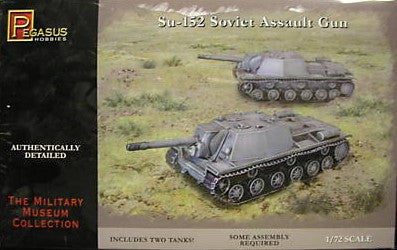 Pegasus Military 1/72 Soviet Su152 Tank w/Assault Gun (2) Snap Kit