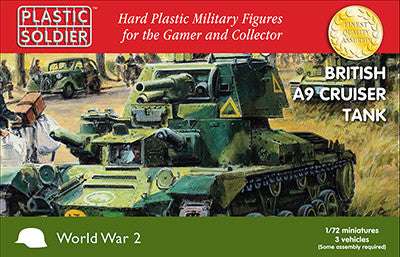 Plastic Soldier 1/72 WWII British A9 Cruiser Tank (3) & Crew (6) Kit