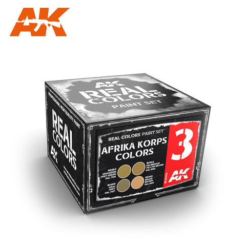 AK Interactive Real Colors: Afrika Korps Acrylic Lacquer Paint Set (4) 10ml Bottles