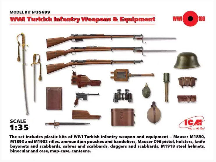 ICM Military Models 1/35 WWI Turkish Infantry Weapons & Equipment (New Tool) Kit