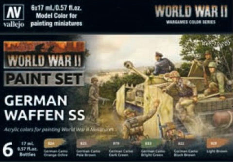 Vallejo Acrylic 17ml Bottle WWII German Waffen SS Wargames Paint Set (6 Colors)