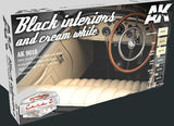 AK Interactive Cars & Civil Vehicles Series: Black & Cream White Interiors Acrylic Paint Set (6 Colors) 17ml Bottles