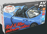 AK Interactive Cars & Civil Vehicles Series: Cars & Civil Vehicles Series: Red & Blue Interiors Acrylic Paint Set (6 Colors) 17ml Bottles