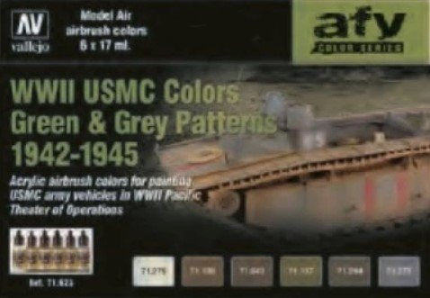 Vallejo Acrylic WWII USMC Green & Grey Patterns 1942-1945 Model Air AFV Paint Set (6 Colors)