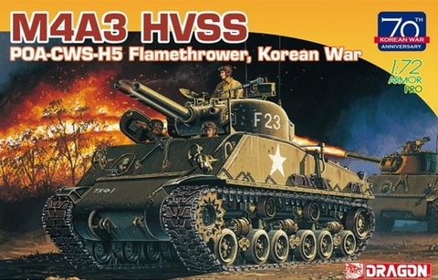 Dragon Military 1/72 M4A3 HVSS Tank w/POA-CWS-H5 Flamethrower Korean War Kit