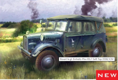 ICM Military Models 1/35 WWII German le.gl.Einheitz PkwKfz 1 Light Personnel Car w/Soft Top Kit