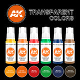 AK Interactive Transparent Acrylic Paint Set (6 Colors) 17ml Bottles
