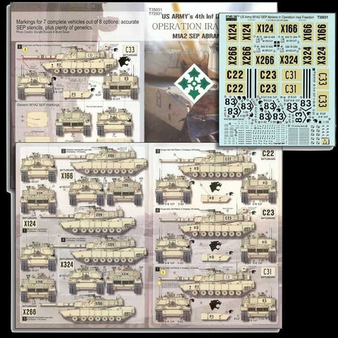 Echelon Decals 1/35 US 4th Inf Div M1A2 Abrams Pt2