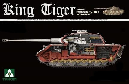 Takom Military 1/35 Scale German Tiger II w/Porsche Turret & Zimmerit Kit