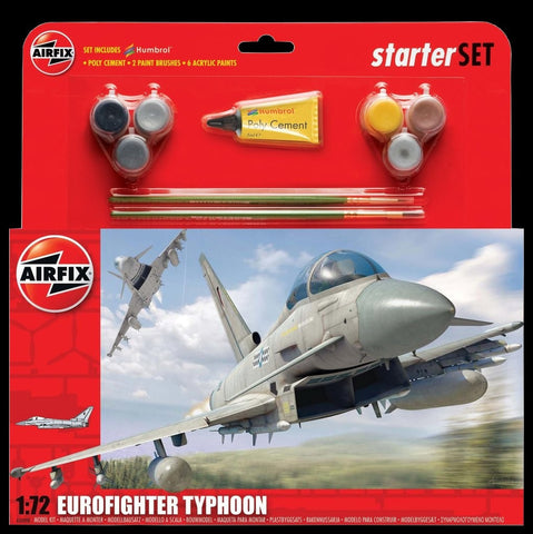 Airfix Aircraft 1/72 Eurofighter Typhoon Aircraft Large Starter Set w/Paint & Glue Kit
