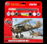 Airfix Aircraft 1/72 Gloster Gladiator Mk I Fighter Medium Starter Set w/Paint & Glue Kit