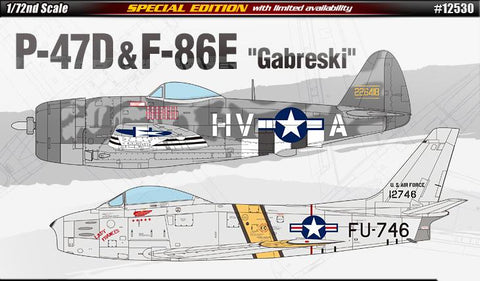Academy Aircraft 1/72 P47D & F84E Gabreski US Fighter (2) Kits