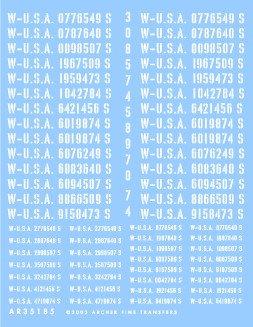 Archer Fine Transfers 1/35 US Motorcycle, Trailer, Armored Car Late War Registration Codes (Stencil)