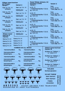 Archer Fine Transfers 1/35 German 100mm, 105mm & 150mm Ammo Box Stencils (Black)