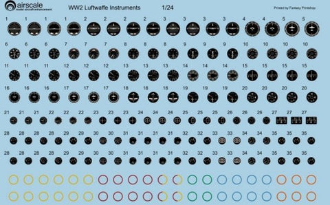 Airscale Details 1/24 WWII Luftwaffe Instrument Dials (Decal) (Updated Version)