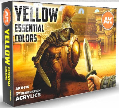 AK Interactive Yellow Essential Acrylic Paint Set (6 Colors) 17ml Bottles