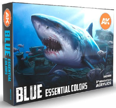 AK Interactive Blue Essential Acrylic Paint Set (6 Colors) 17ml Bottles