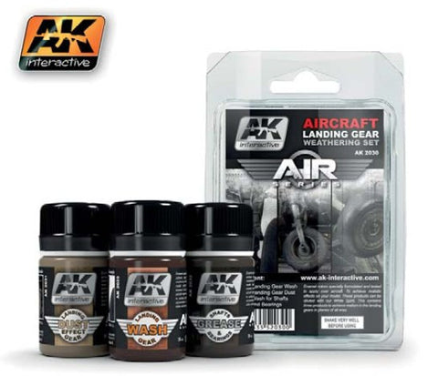 AK Interactive Air Series: Aircraft Landing Gear Enamel Weathering Set (3 Colors) 35ml Bottles