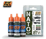 AK Interactive NATO AFV Colors Acrylic Paint Set (3 Colors) 17ml Bottles