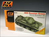 AK Interactive Russian Green 4BO Modulation Acrylic Paint Set (6 Colors) 17ml Bottles