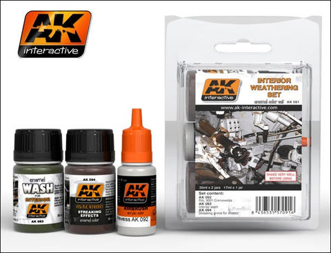 AK Interactive Interior Weathering Acrylic/ Enamel Paint Set (92, 93, 94)