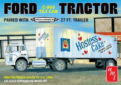 AMT Model Cars 1/25 Hostess Ford C900 Tilt Cab Tractor w/Trailer Kit