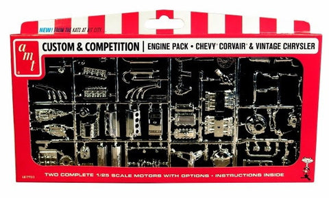 AMT Model Cars 1/25 Chevy, Corvair & Vintage Chrysler Chrome-Plated Engine Pack Kit