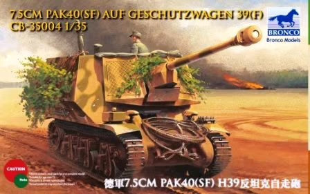 Bronco Military 1/35 7.5cm PaK 40(SF) Gun on Geschutzwagen 39(F) Tank Kit
