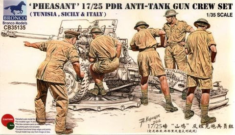 Bronco Military 1/35 Pheasant 17/25-Pdr Anti-Tank Gun Crew (5) (Tunisia, Sicily & Italy) Kit