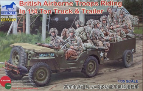 Bronco Military 1/35 British Airborne Troops (8) Riding in 1/4-Ton Truck & Trailer Kit
